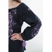 Boho Style Ukrainian Embroidered Folk  Blouse "Magic Herbs" purple on black